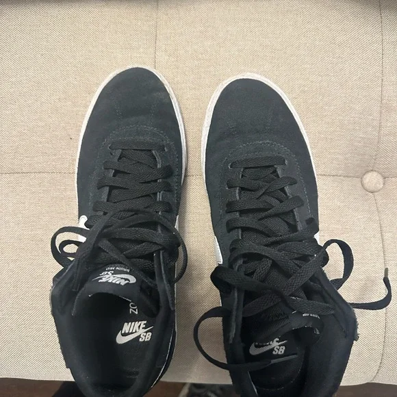 Nike Black Suede Sneakers with White Swoosh - Picture 2 of 5